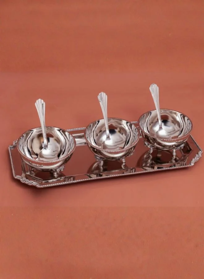 كازا كيسيرا طقم ليالي كاسا كيسيرا - طقم أوعية نحاسية وفضية مصنوعة يدوياً مع صينية وملاعق